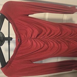 VENUS Red Ruched Long Sleeve Top